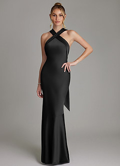 Azazie Reign Klänningar att prova hemma Klä av Sjöjungfru i Stretch Satin Plisserad Svart image1