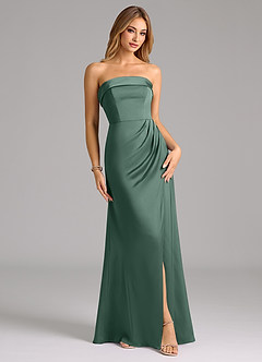 Azazie Aretha Bridesmaid Dresses Eucalyptus A-Line Strapless Stretch Satin Convertible Dress image1