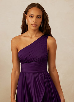Christian Siriano Bridal for Azazie 1008 Bridesmaid Dresses Grape A-Line One Shoulder Stretch Satin Dress image8