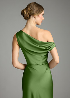 Azazie Emerson Bridesmaid Dresses Basil Mermaid Off the Shoulder Stretch Satin Dress image7