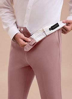 front Ethan Dusty Rose Refined Weave Dress Pants