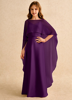 Azazie Fishie Girls Formal Flower Girl Dresses Grape A-Line Matte Satin Dress image1