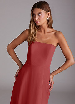Azazie Wren Bridesmaid Dresses Rust A-Line Strapless Chiffon Dress image5