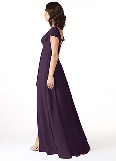 Azazie Omari Bridesmaid Dresses Plum A-Line Chiffon Dress image3