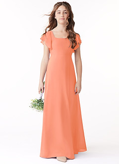 Azazie Bondi Junior Sunset A-Line Bow Chiffon Dress image2