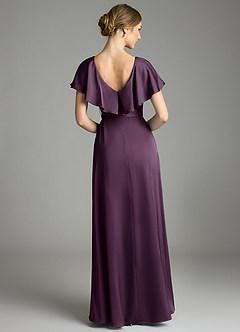 Azazie Lainey Bridesmaid Dresses Plum A-Line with Pockets Stretch Satin Dress image7