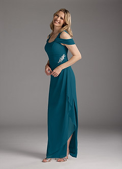 Azazie Weitzman Mother of the Bride Dresses Ink Blue Sheath Sequins Mesh Dress image2