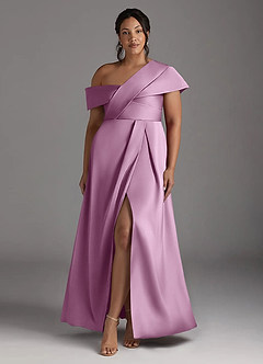 Azazie Milton Mother of the Bride Dresses Wisteria A-Line Pleated Stretch Satin Dress image9
