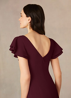 Azazie Peppermint Mother of the Bride Dresses Cabernet Mermaid Scoop Ruched Stretch Crepe Dress image5