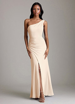 Azazie Madelyn Bridesmaid Dresses White Alabaster Mermaid One Shoulder Chiffon Convertible Dress image6