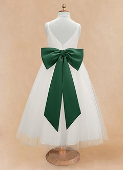 Azazie Lea Flower Girl Dresses Dark Green A-Line Spaghetti Strap Tulle Dress image7
