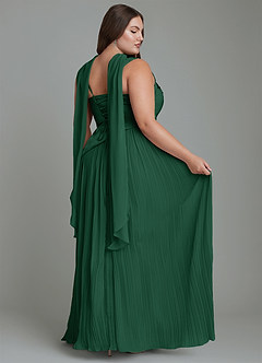 Azazie Stephanie Bridesmaid Dresses Dark Green A-Line Pleated Stretch Satin Dress image16