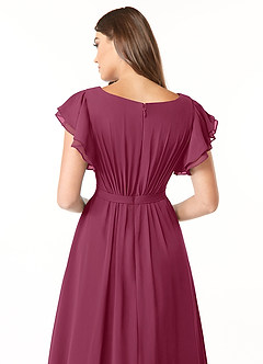 Azazie Daphne Modest Bridesmaid Dresses A-Line Ruffled Chiffon Floor-Length Dress image5