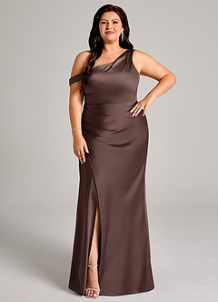 Azazie Madelyn Bridesmaid Dresses Ganache Mermaid One Shoulder Stretch Satin Convertible Dress image10