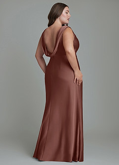 Azazie Kieryn Vestidos de damas de honor Vestido Expresado de Satén Elástico de Corte Sirena con Plisado image8