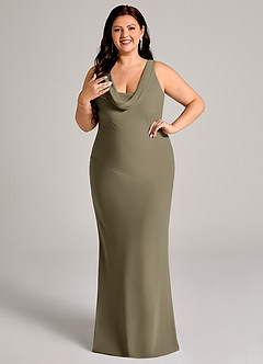 Azazie Rylina Bridesmaid Dresses Willow Green Mermaid Pleated Chiffon Dress image10