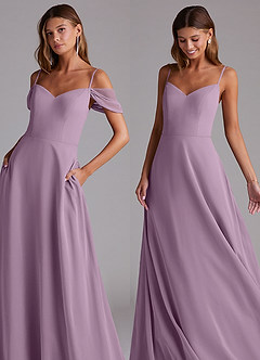 Azazie Marley Bridesmaid Dresses Wisteria A-Line Off the Shoulder Chiffon Convertible Dress image8