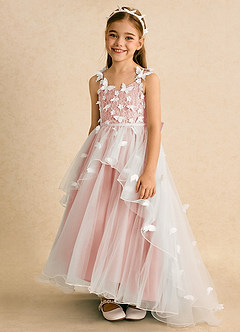 Azazie Darlina vestidos de niña de las flores Vestido de Marfil Rosetón de Tul de Princesa con Encaje image6
