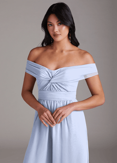 Azazie Lamara Robes de demoiselle d'honneur Combinaison Convertible en Mousseline de soie Épaule décolletée Eis image7