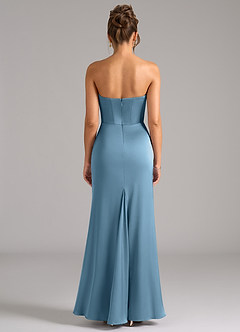 Azazie Debby Bridesmaid Dresses Steel Blue Mermaid Strapless Stretch Satin Convertible Dress image7
