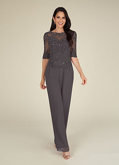 Azazie Florida Mother of the Bride Dresses Steel Grey Jumpsuit/Pantsuit Sequins Chiffon Dress image8