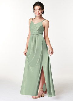 Azazie Luxy Junior Cabernet Pleated Mesh Dress image4