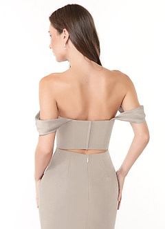Azazie Lynnie Brautjungfernkleider Wandelbar Meerjungfrau-Linie Schulterfrei Chiffon Kleid Frost image6