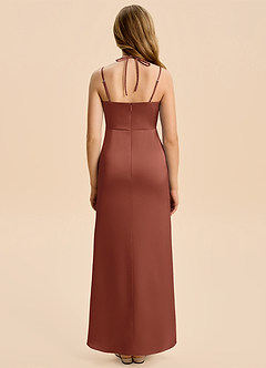 Azazie Nova Junior Robe Trapèze en Satin extensible Plissée Auburn image2