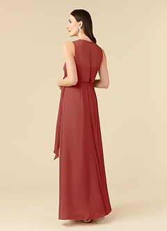 Azazie Marchioness Mother of the Bride Dresses Terracotta A-Line Scoop Pleated Chiffon Dress image4
