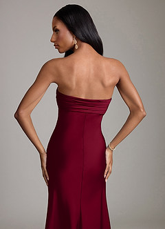 Azazie Saylor Bridesmaid Dresses Burgundy Mermaid Strapless Stretch Satin Dress image6