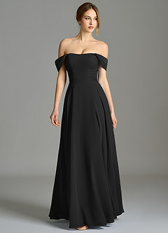 Azazie Oasis 신부 들러리 드레스 A라인 포켓이 있는 쉬폰 바닥 길이 드레스 image5