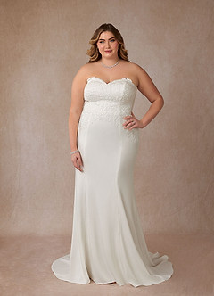 Azazie Antheia Vestidos de novia Vestido de Diamante Blanco de Crepé elástico de Corte Sirena con Lentejuela image10