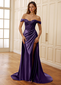 Rowane Plum Corset Rhinestone Sheer Lace Prom Dress image8