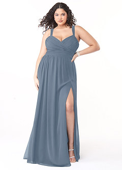 Azazie Aziza Bridesmaid Dresses Twilight A-Line V-Neck Pleated Chiffon Dress image7