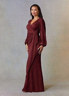 Azazie Sterling vestidos de madre de la novia Vestido de Rubí de Malla Metálica de Corte En A con Volante image2