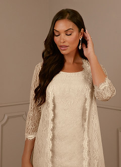 Azazie Cho Final Sale Sheath Lace Knee-Length Dress image6