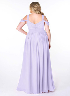 Azazie Lianne Vestidos de damas de honor Vestido de Lila de Gasa de Corte en A con Vestidos sin tirantes image9