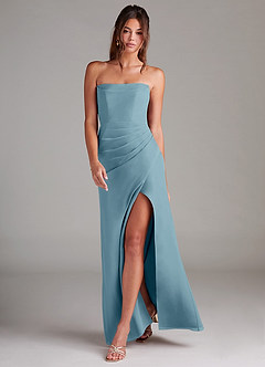 Azazie Leonis Bridesmaid Dresses Moody Blue Sheath Strapless Chiffon Convertible Dress image7