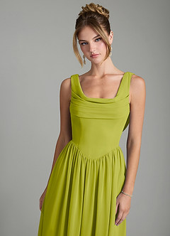 Azazie Novi Bridesmaid Dresses Lemongrass A-Line Pleated Chiffon Dress image6