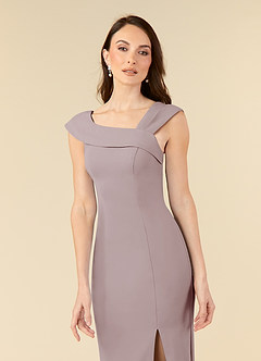 Azazie Ellen Mother of the Bride Dresses Vintage Mauve Sheath Side Slit Stretch Crepe Dress image5