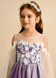 Azazie Zimi Flower Girl Dresses Grape Ball-Gown Sweetheart Neckline Tulle Dress image9