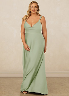 Christian Siriano Bridal for Azazie 1001 Bridesmaid Dresses Dusty Sage A-Line Sweetheart Neckline Stretch Satin Dress image5