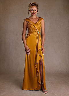 Azazie Santa Monica Mother of the Bride Dresses Butterscotch A-Line Lace Dress image3