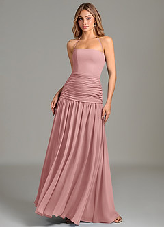 Azazie Vashti Bridesmaid Dresses Dusty Rose A-Line Chiffon Dress image1