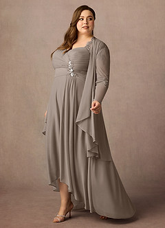 Azazie Anne Mother of the Bride Dresses Taupe Sheath Sweetheart Sequins Lace Dress image13