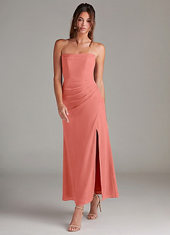 Azazie Leonis Bridesmaid Dresses Salmon Pink Mermaid Strapless Chiffon Convertible Dress image7