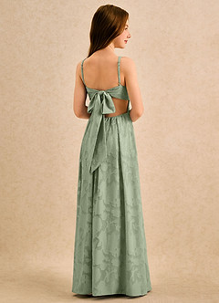 Azazie Snookums Girls Formal Flower Girl Dresses Dusty Sage A-Line Pleated Floral Burnout Dress image1