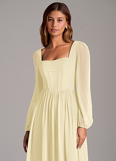 Azazie Maree Bridesmaid Dresses Lemon Sorbet A-Line Corset Chiffon Dress image7