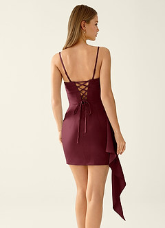Bellaemira Wine Ruffles Satin Mini Dress image7
