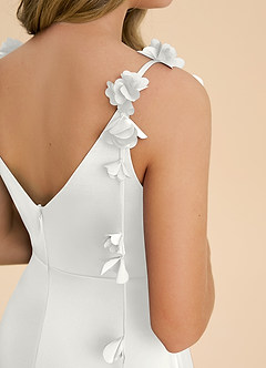 Azazie Gumdrop Junior White Empire Pleated Stretch Satin Dress image6